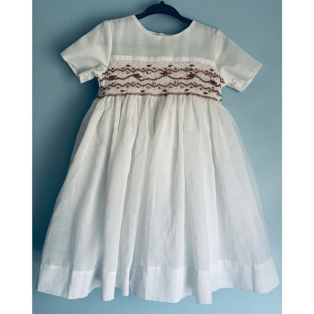 Carriage Boutique White Dress Baptism Easter Christening Embroidered 2T